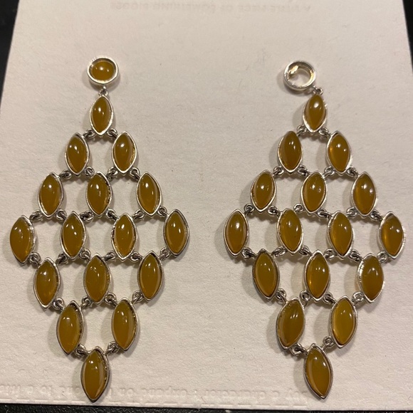 Semi precious stone Diamond shape Drop stud earrings - Picture 4 of 4